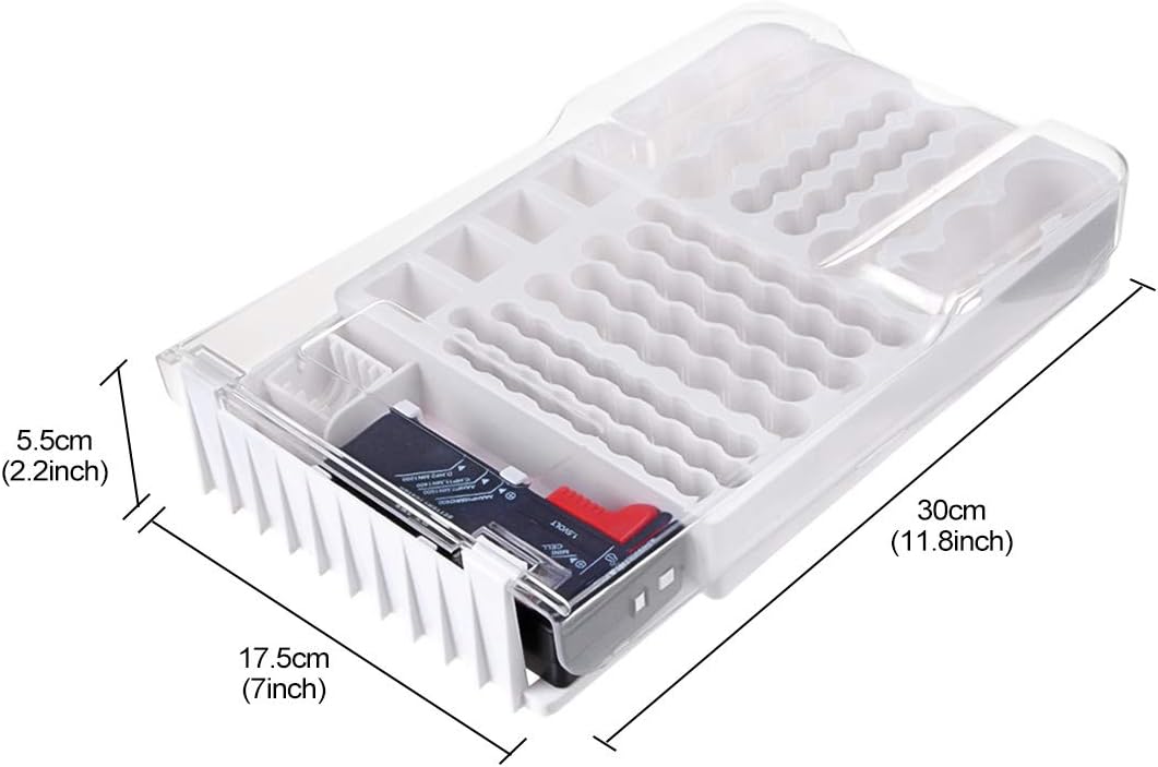 Battery Organizer Storage Case w Tester-110 Batteries Holder Box for AAA, AA, 9V, C, D and Button Battery