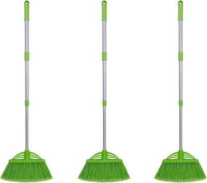 Four-Section Rod Long-Handled Broom,Heavy-Duty Broom, Angle Broom for Outdoor/Indoor（Black+Orange）
