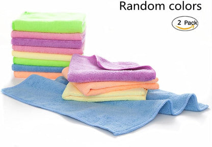 Rubber Cleaning Gloves Kitchen Dishwashing Glove 2-Pairs And Cleaning Cloth 2-Pack,Waterproof Reuseable.(Medium)