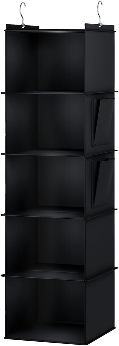 YOUDENOVA Hanging Closet Organizer, 4-Shelf Closet Hanging Storage Shelves, Grey
