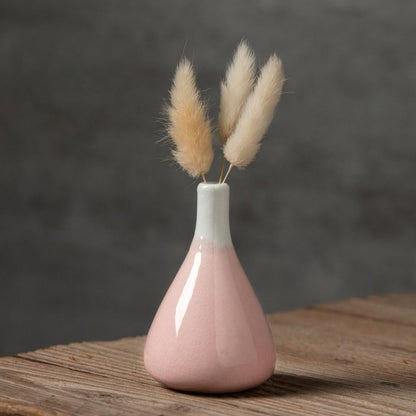 Daittin 3-Piece Ceramic Vase Set - Small Bud Vases for Dried/Fresh Flowers, Tabletop Decor for Living Room, Bedroom & Office, Compact & Stylish Decor Pieces for Gift Givers (Pink)