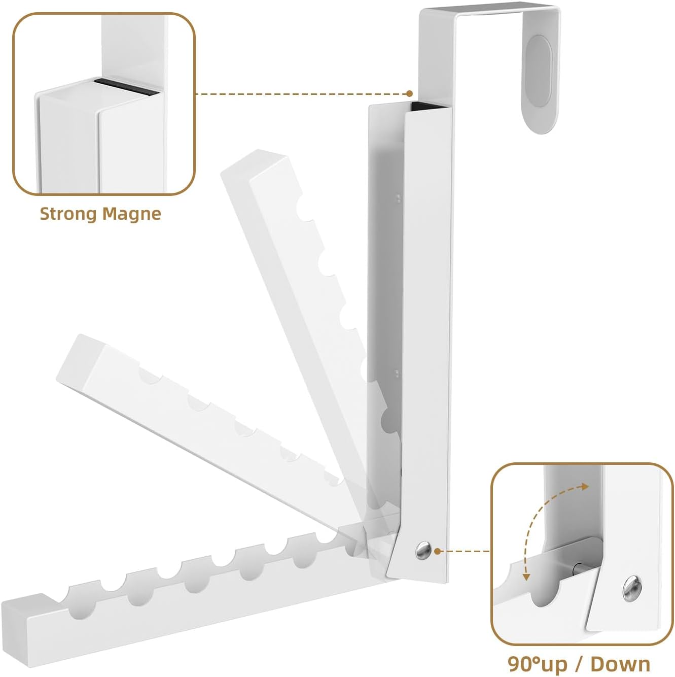 2 Pack Over The Door Hanger Folding Clothes Drying Rack, Folding Hanging Coat Rack for Indoor Laundry Room Compact Small Space Foldable Portable Clothing Hanger Hook Collapsible (Wihte-2(Upgraded))