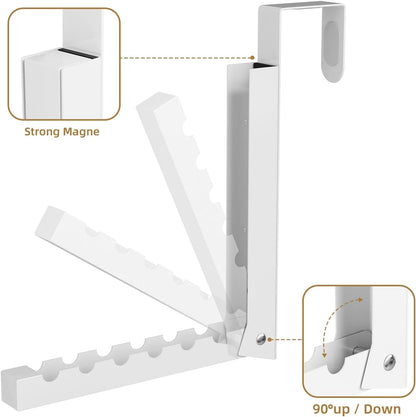 2 Pack Over The Door Hanger Folding Clothes Drying Rack, Folding Hanging Coat Rack for Indoor Laundry Room Compact Small Space Foldable Portable Clothing Hanger Hook Collapsible (Wihte-2(Upgraded))