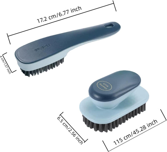 Laundry Brush, Shoe Brush, Used for Cleaning Stains, Floor Tiles, Kitchen, Carpet, Household Cleaning,Easy to Hold Set of，Soft Bristle Scrub，Sneaker，2 Pieces(Blue)