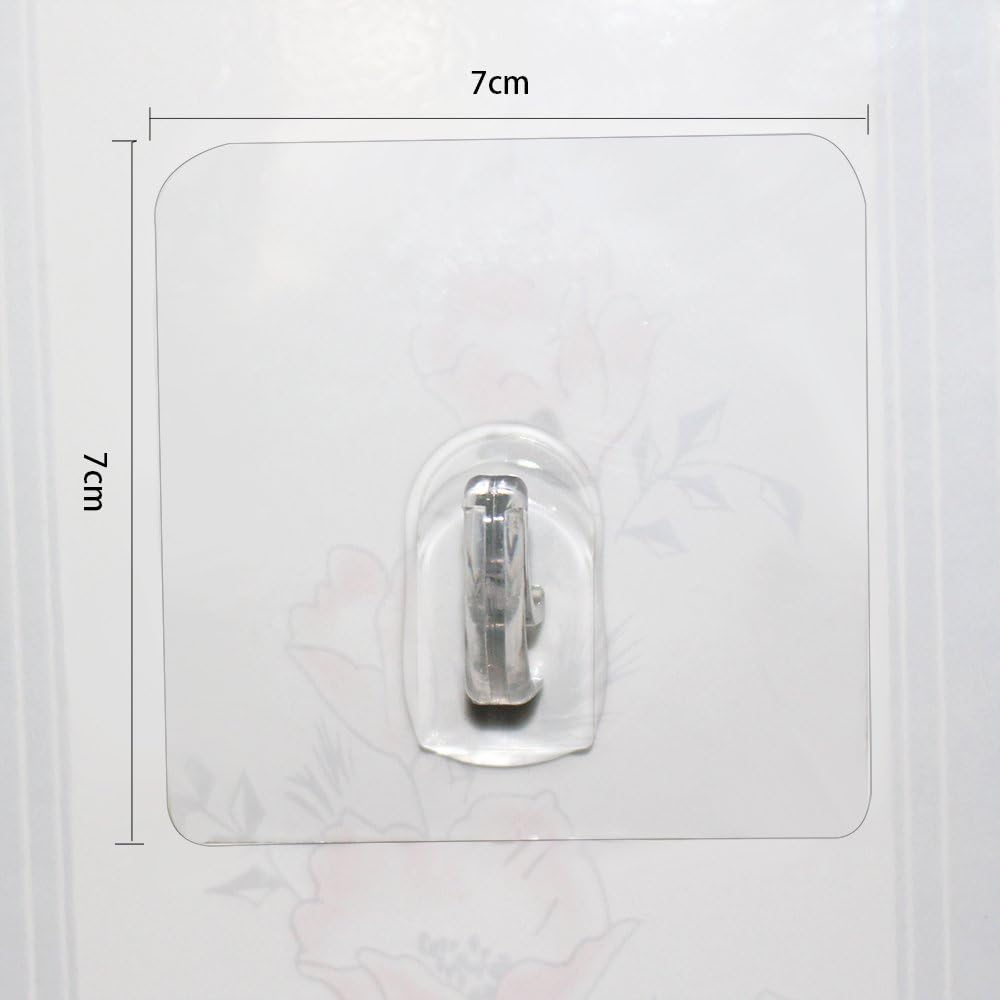 Hawsam 8PCS Clear Adhesive Sticky Wall Hooks,No Drilling Strong Waterproof Sticker Hanger for Kitchen, Shower and Bathroom 20kg/44lb. (Max Loading)