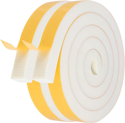 Door Weather Stripping-3 Rolls, 1/2 Inch Wide X 1/2 Inch Thick Total 20 Feet Long, Adhesive Foam Seal Tape for Window Insulation(6.5ft x 3 Rolls)