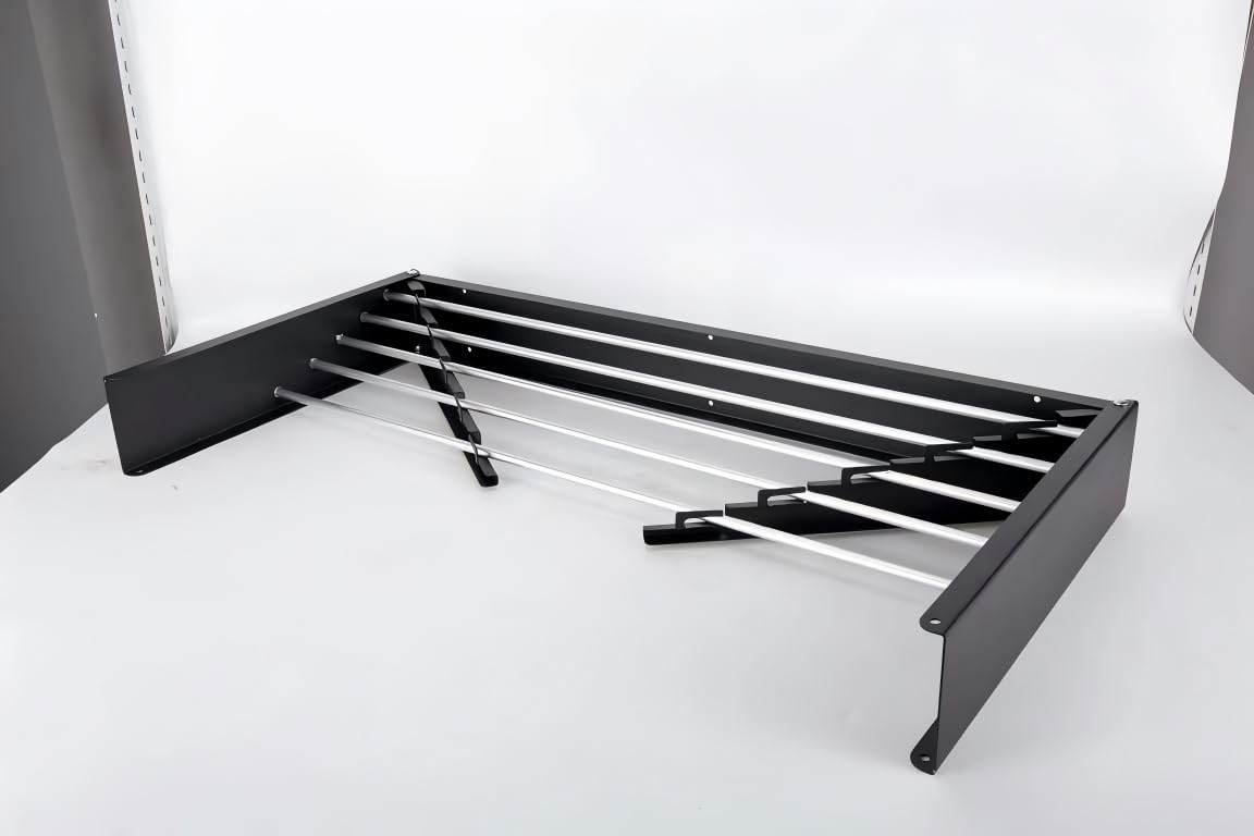 HILLHOUSE Wall Mounted Drying Rack 40 Inch Foldable, Heavy Duty 60 lb Capacity Clothes Airer with Wall Template, Collapsible Space Saver for Bathroom Laundry, 6 Aluminum Alloy Tubes, Black