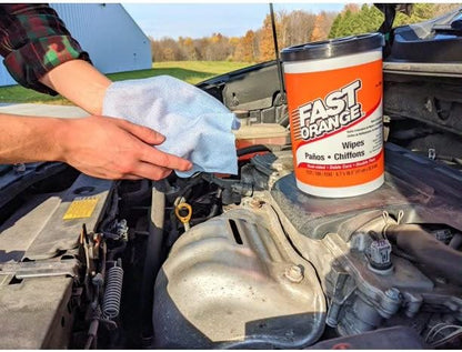 Fast Orange Heavy Duty Scrubbing Towels Removes Tough Grease, Grime, Paint, Resins, Glue and More, for Hands, Tools and Surfaces Without Sticky Residue, 72 ct