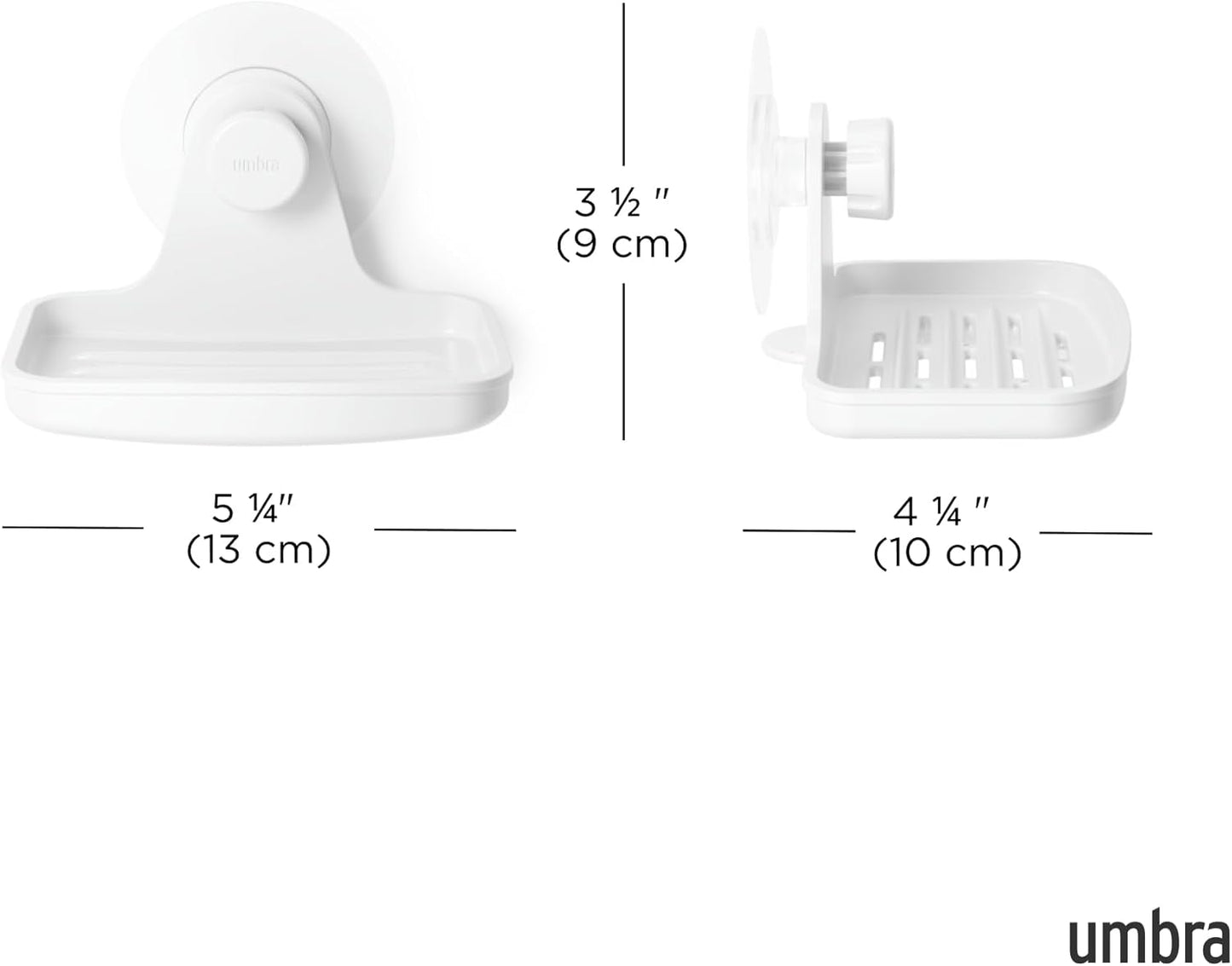 Umbra Flex Adhesive Double-Hook for Bathroom Shower Tub, Holds Towels, Washcloths, Loofahs, Razor, and More, White