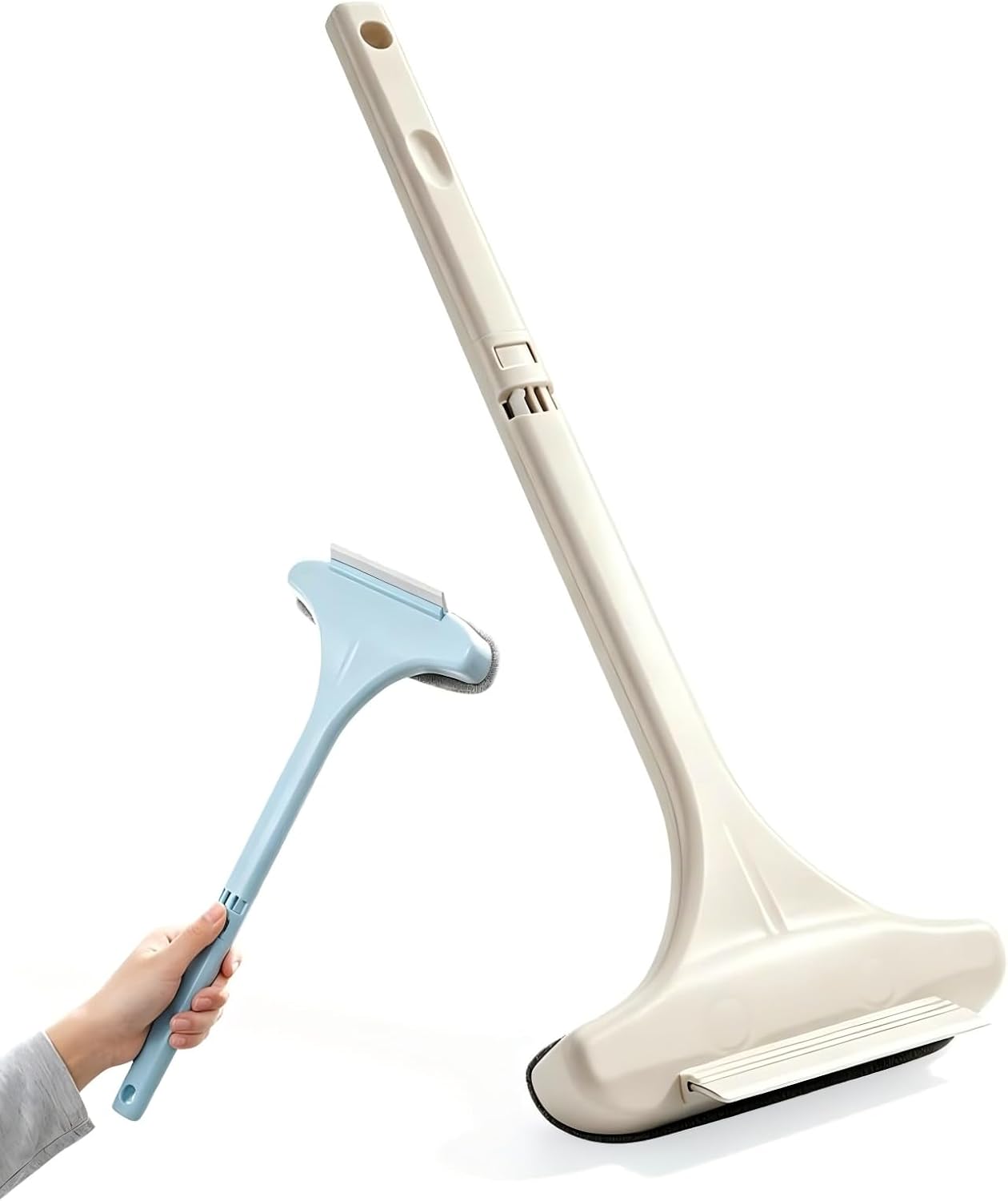 2 in 1 Window Squeegee Cleaner Tool, Multifunctional Window Screen Cleaner Brush with Squeegee, 2026 New Window Cleaning Brush with Detachable Handle, Double Sided Wet & Dry Dual Use (White Green)