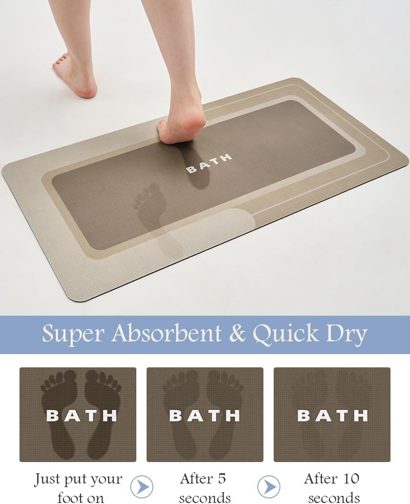 MontVoo-Bath Mat-Bathroom Mat Rug Non Slip Super Absorbent Stain Resistant Quick Dry Thin Bath Rug-Bath Mats for Bathroom Floor Bathtub Vanity-Bathmat Bath Rug Easy Care-17"x27" Grey
