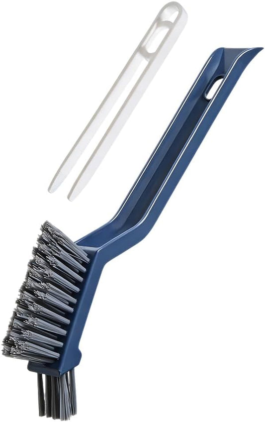3-in-1 Grout Brush and Crevice Cleaner,with V-Shaped Bristles & Hair Clip-Multi-Surface Gap Cleaning Tool for Bathroom Tiles,Kitchen,Window Tracks,and Narrow Corners (White)