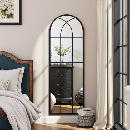 OGCAU Floor Full Length Mirror, 56"x20" Arched Full Body Mirror, Hanging or Leaning, Standing, Wall Mounted with Aluminum Frame for Bedroom Living Room, White