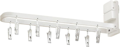 Wall Mounted Clothes Drying Hanger Rack with 10 Clips | Collapsible, Laundry Space, for Socks Undergarments Towels