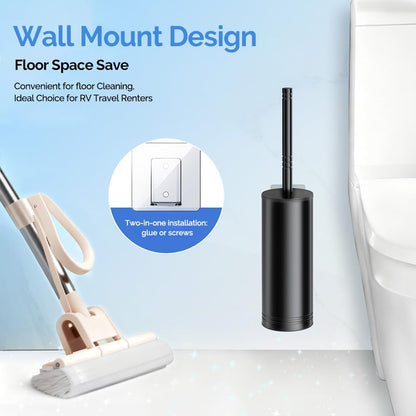 HAMITOR Toilet Brush and Holder Set: 304 Stainless Steel Heavy Duty Deep Cleaning Bowl Cleaner Brush with Curved Bristle - Wall-Mounted for Home Apartment Bathroom Accessories Silver 1 Pack