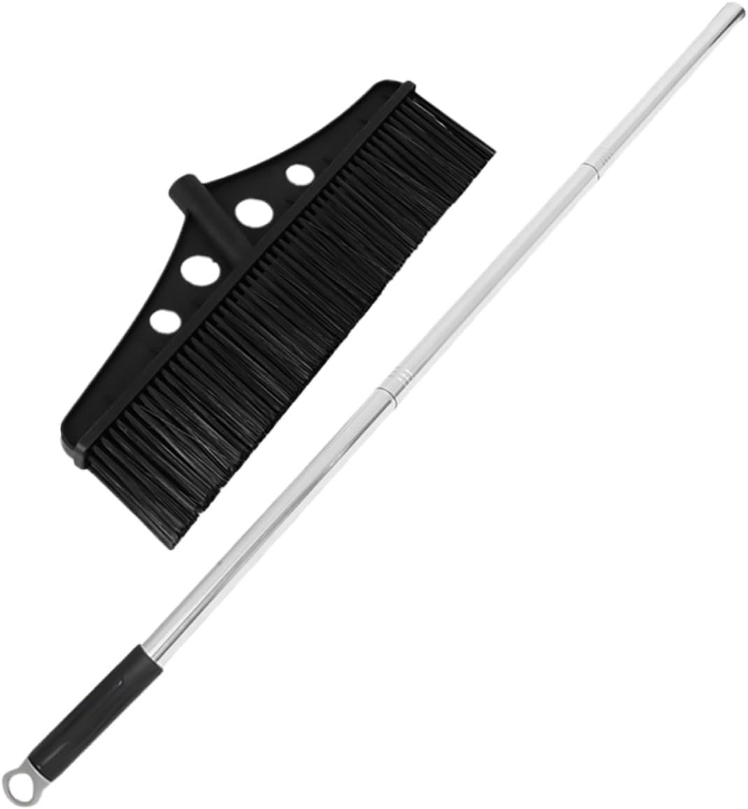 Outdoor Heavy Duty Wide Broom for Garden Cleaning Detachable Handle Stainless Steel Scrub Brush for Concrete Decks Patios and