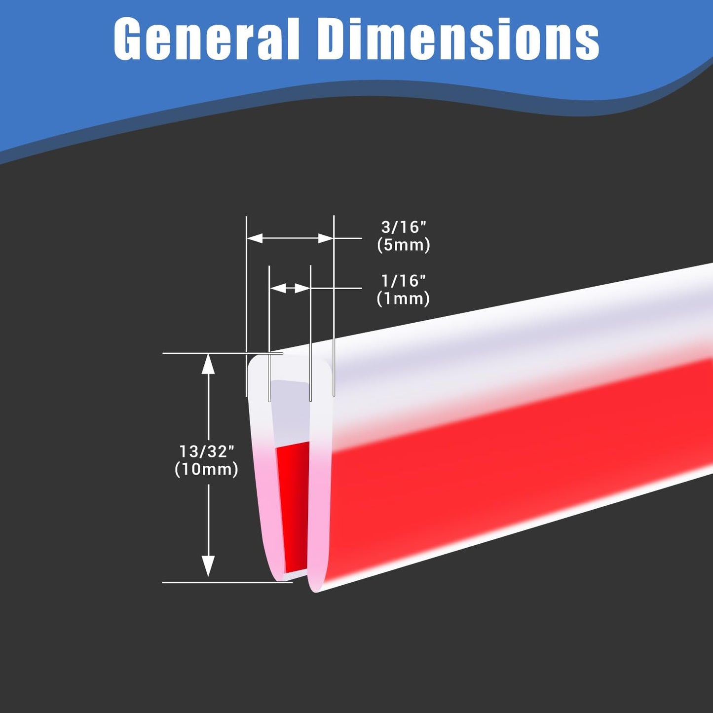 Clear Rubber Edge Trim, Self-Adhesive Silicone Edge Trim, Edge Protector for Sheet Metal, Glasses or Flexi Glasses, Silicone Rubber Material, Transparent Color, Fit 1/4"(6mm), U Channel Edge Guard