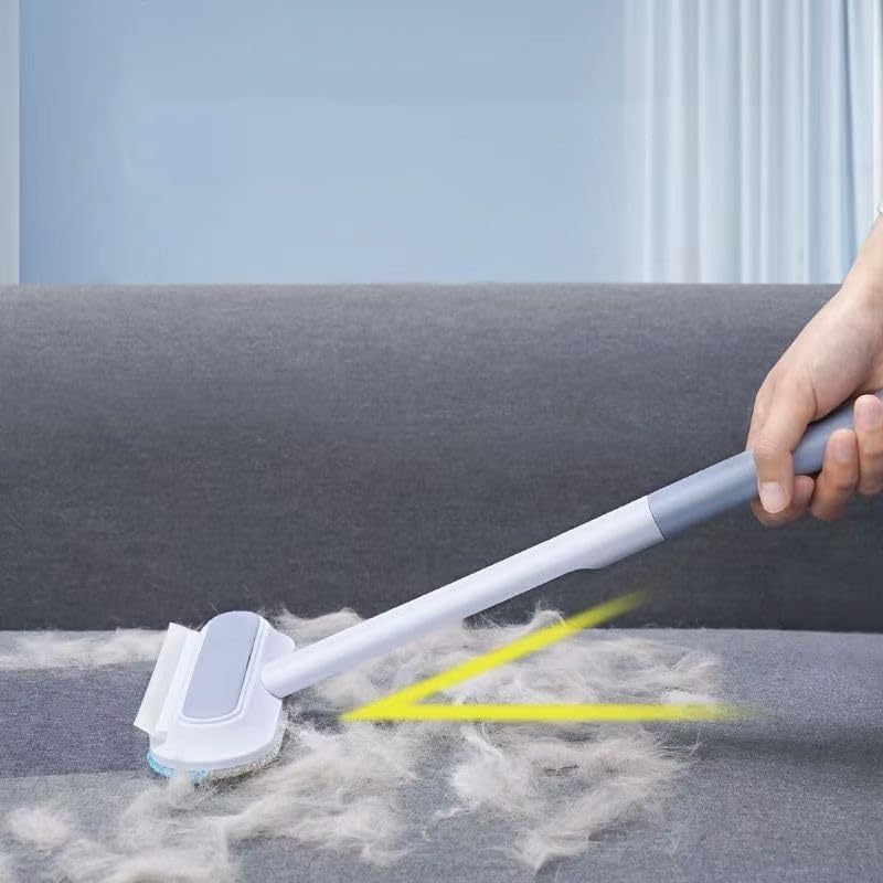 Carpet Rake for Pet Hair Removal Matted Carpet Blackboard Window Screen Cleaning Brush Set, Long Handle Pet Furs Dog Cat Hairs Remover Couch Lint Brush Set, Dog Hair Broom 4 in 1, 24.45" Washable