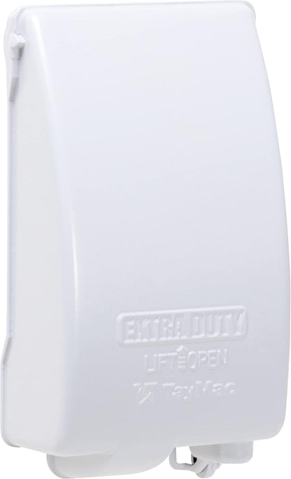 TayMac MX4280WH EXTRA DUTY White 1-Gang Expandable Weatherproof In-Use 2-in. to 3-1/2-in. In-Use Electrical Outlet Cover, Vertical, Outdoor Outlet Cover for Electrical Box, UFAST Configuration