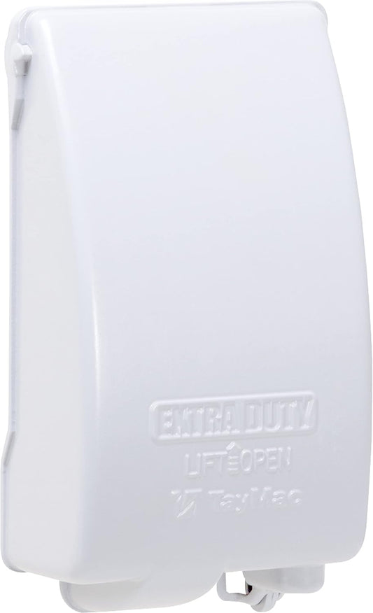 TayMac MX4280WH EXTRA DUTY White 1-Gang Expandable Weatherproof In-Use 2-in. to 3-1/2-in. In-Use Electrical Outlet Cover, Vertical, Outdoor Outlet Cover for Electrical Box, UFAST Configuration