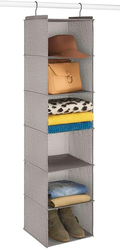 Whitmor 5 Section Closet Organizer - Hanging Shelves with Sturdy Metal Frame