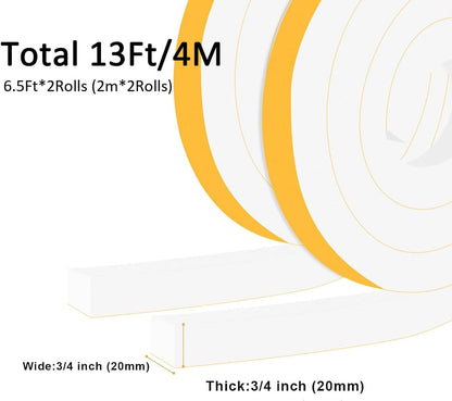 Strong Adhesive Weather Stripping, High Density Weatherproof Weather Stripping Door Seal Strip for Sliding Door, Windows,Noise-Reduction Foam Sealing Strip, White(1/2 in x 1/4 in x 13Ft) - Colors B
