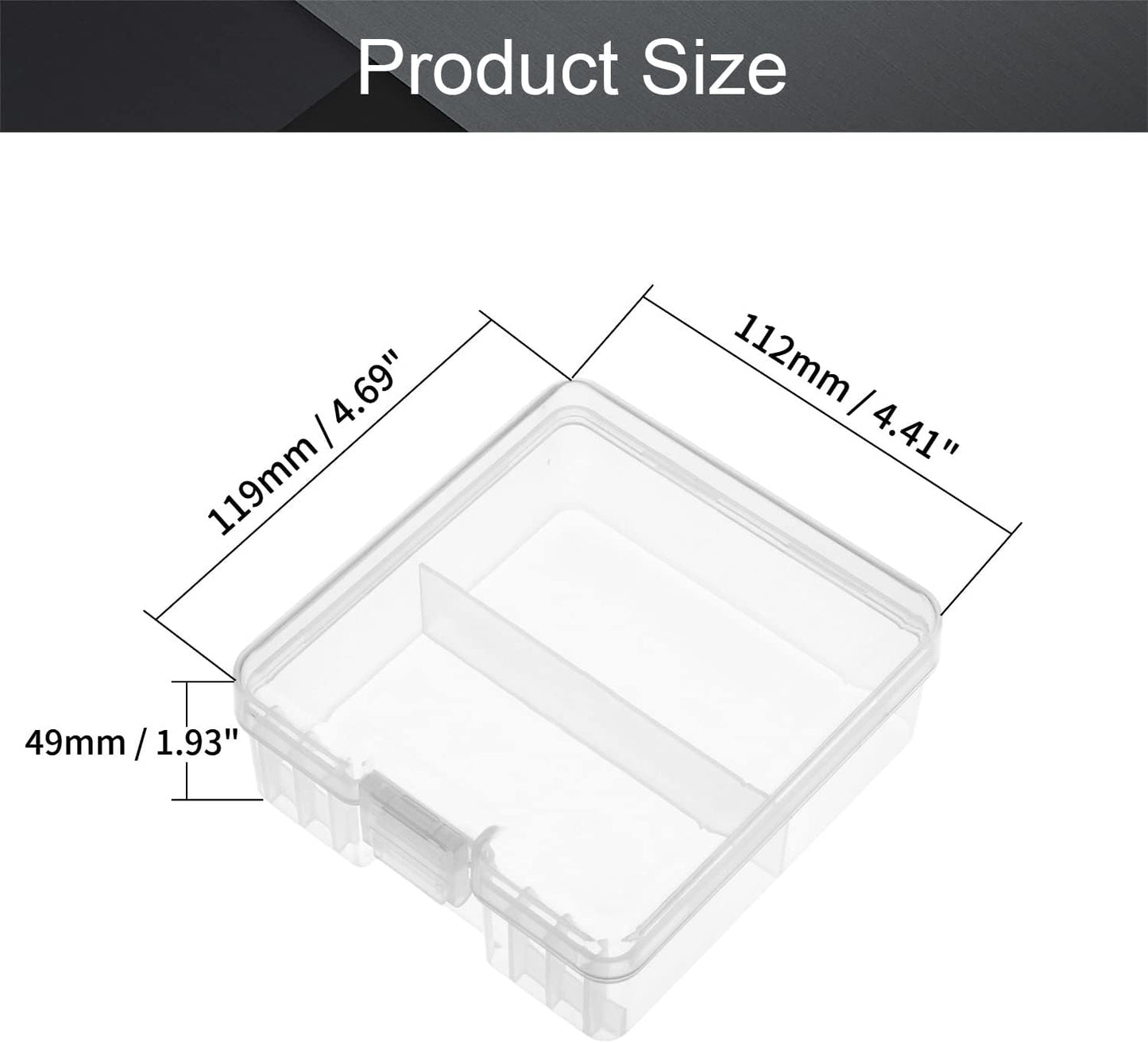 Fielect AAA/AA/C/D Battery Storage Case Holder Organizer Box Transparent