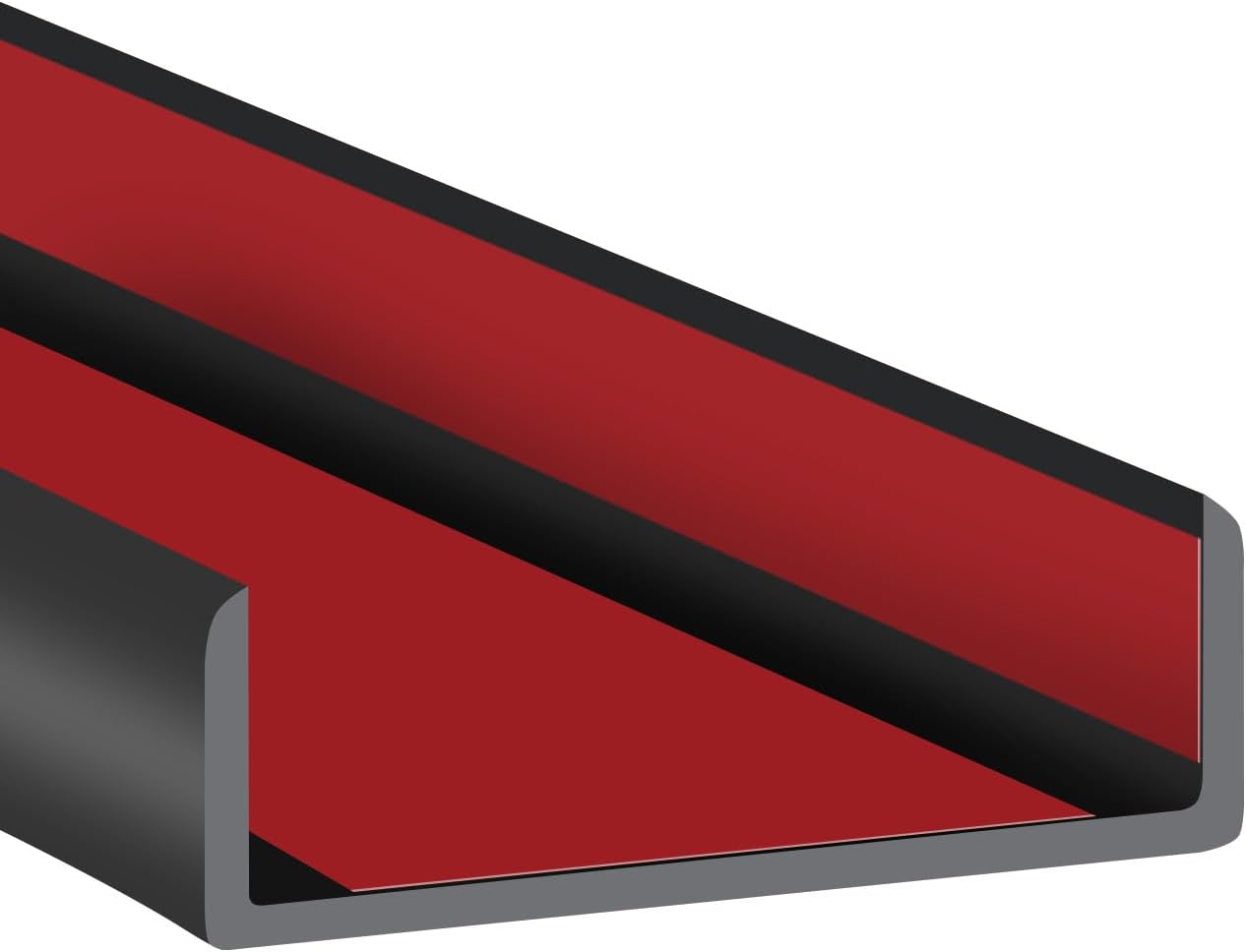 Slimline Cabinet Door Edge Protector, 3/4" Self Adhesive Peel and Stick Rubber Edge Guards, Flexible U Shaped Strips for Kitchen & Garbage Drawer Fronts, Edge Trims for Desks and Shelfves, Black, 10Ft