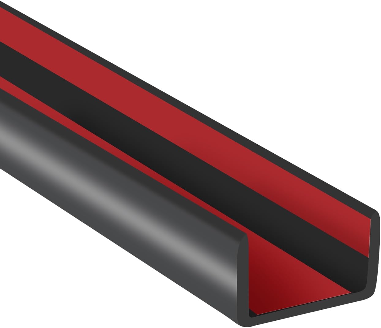 Slimline Cabinet Door Edge Protector, 3/4" Self Adhesive Peel and Stick Rubber Edge Guards, Flexible U Shaped Strips for Kitchen & Garbage Drawer Fronts, Edge Trims for Desks and Shelfves, Black, 10Ft