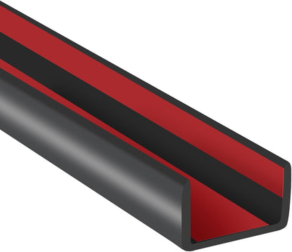 Slimline Cabinet Door Edge Protector, 3/4" Self Adhesive Peel and Stick Rubber Edge Guards, Flexible U Shaped Strips for Kitchen & Garbage Drawer Fronts, Edge Trims for Desks and Shelfves, Black, 10Ft