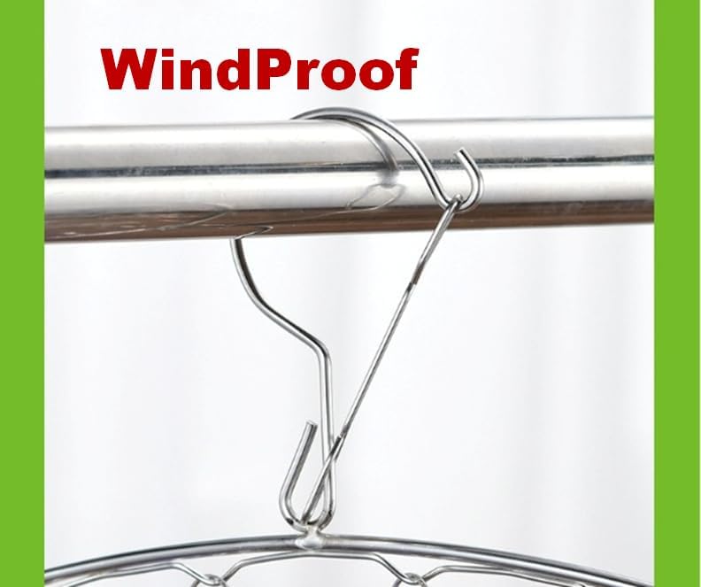 Quick Release Arc Stainless Steel Laundry Drying Rack with 8 Clips,Swivel Hook Wind-Proof Clothes Hanger Rack for Sock, Bras, Underwear, Laundry Accessories