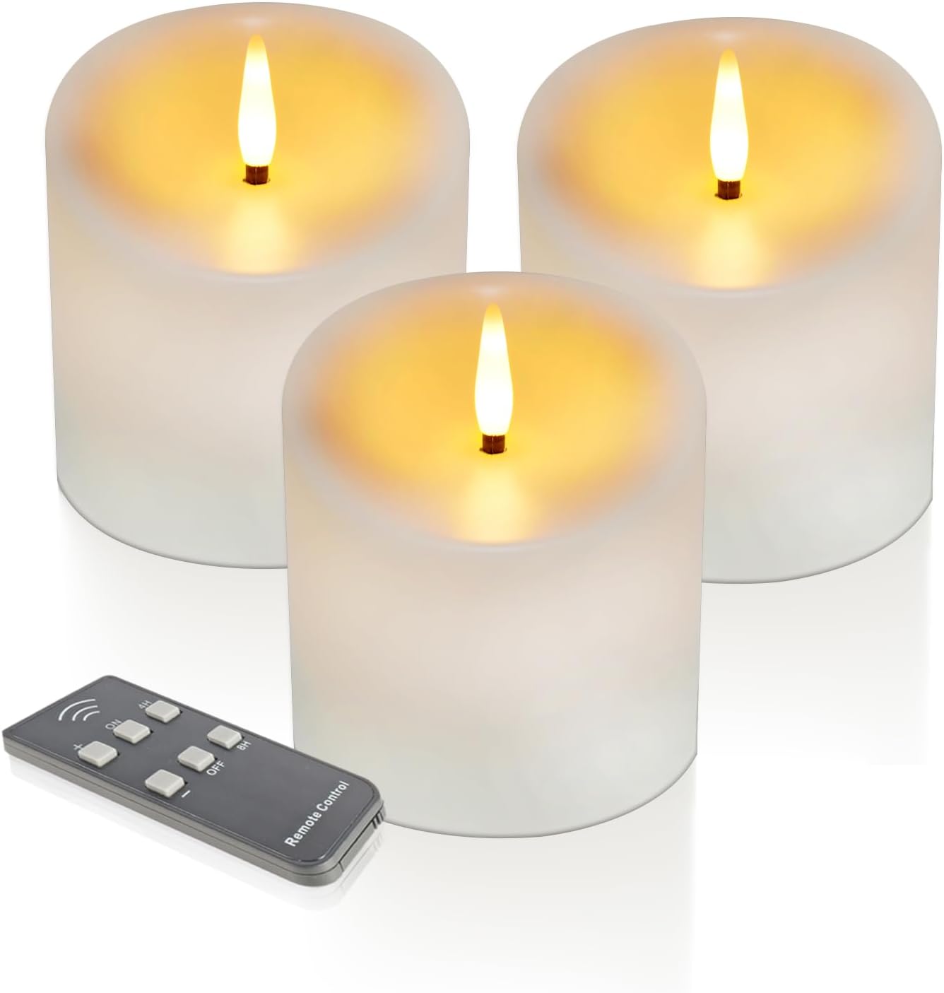TECHLONG 3"x3" Flickering Flameless Candles Waterproof, Battery Operated Candles with Remote Timer, Last 600 Hours Electric Fake LED Candles for Halloween Christmas Decoration, Ivory White, Set of 6