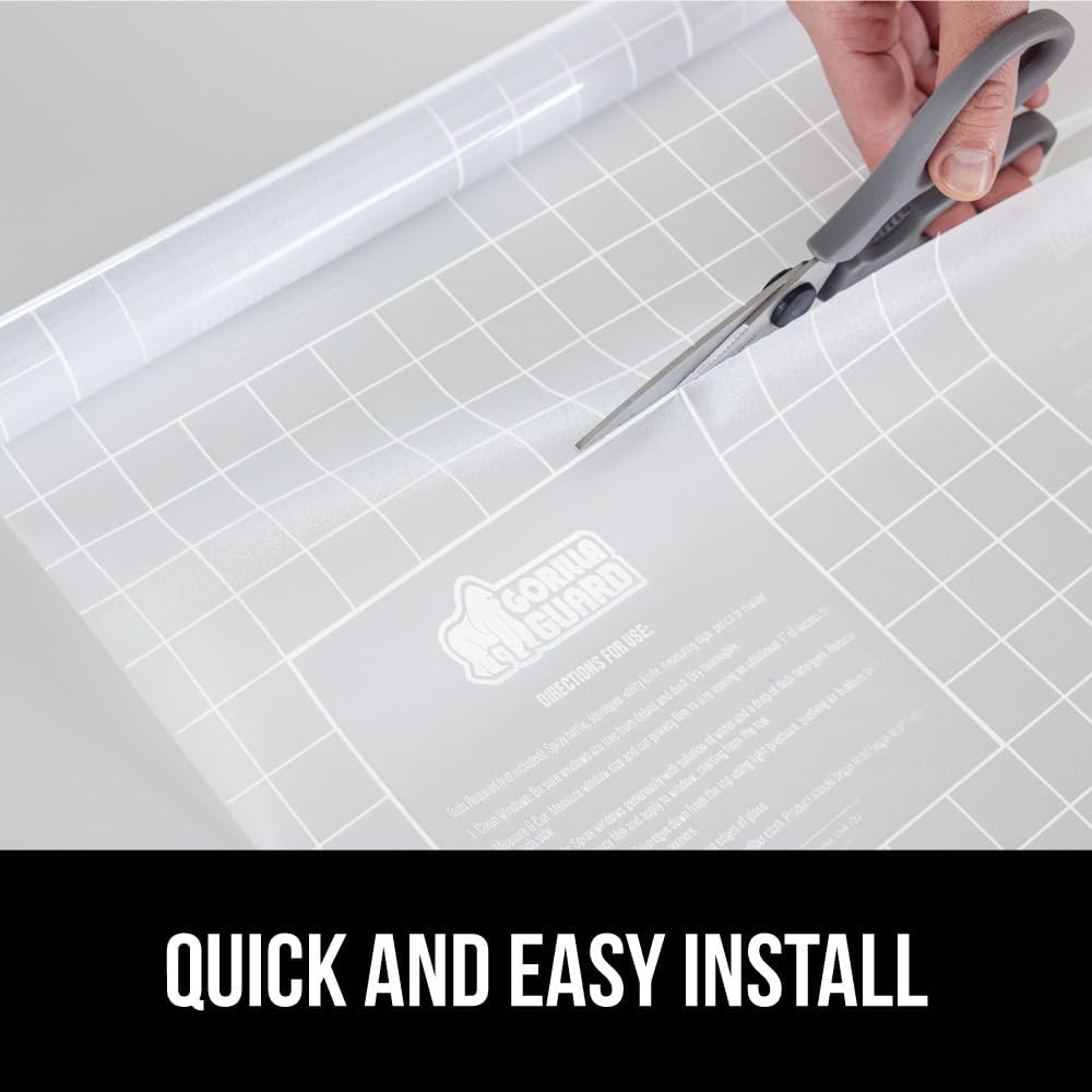 Gorilla Guard Window Privacy Film, Removable Two Way Sun Blocking, Reusable No Residue Stickers, Strong Static Clings to Glass Windows, Decorative Bathroom Door Coverings, 17.5 x 78.7 Inch, Frosted