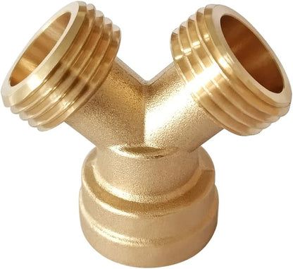 Joywayus 2PCS Brass 3/4" GHT Garden Hose Splitter Body Backyard 2 Way Y Shaped Connector Threaded Pipe Fitting Coupler Adapter with Washer