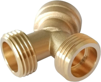 Joywayus 2PCS Brass 3/4" GHT Garden Hose Splitter Body Backyard 2 Way Y Shaped Connector Threaded Pipe Fitting Coupler Adapter with Washer