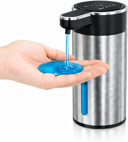 Automatic Foaming Soap Dispenser Touchless, 304 Stainless Steel Hand Soap Dispenser, USB Rechargeable, 4 Adjustable Levels, 13.5 oz (400 ml), for Kitchen & Bathroom (Black, Foam)