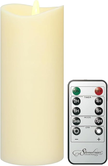 Stonebriar 6 Count White Real Wax 3x3 Flameless LED Pillar Candles with Remote and Timer