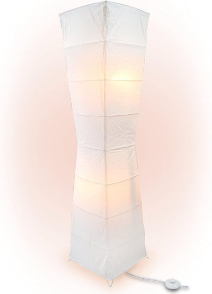 fantado 4-FT Tall White Hako Rice Paper Lantern Standing Floor Lamp w/Black Foot Switch Cord and Bulbs (12 inch x 48 inch w/Light Bulbs) - Asian-Inspired Affordable Home Decoration