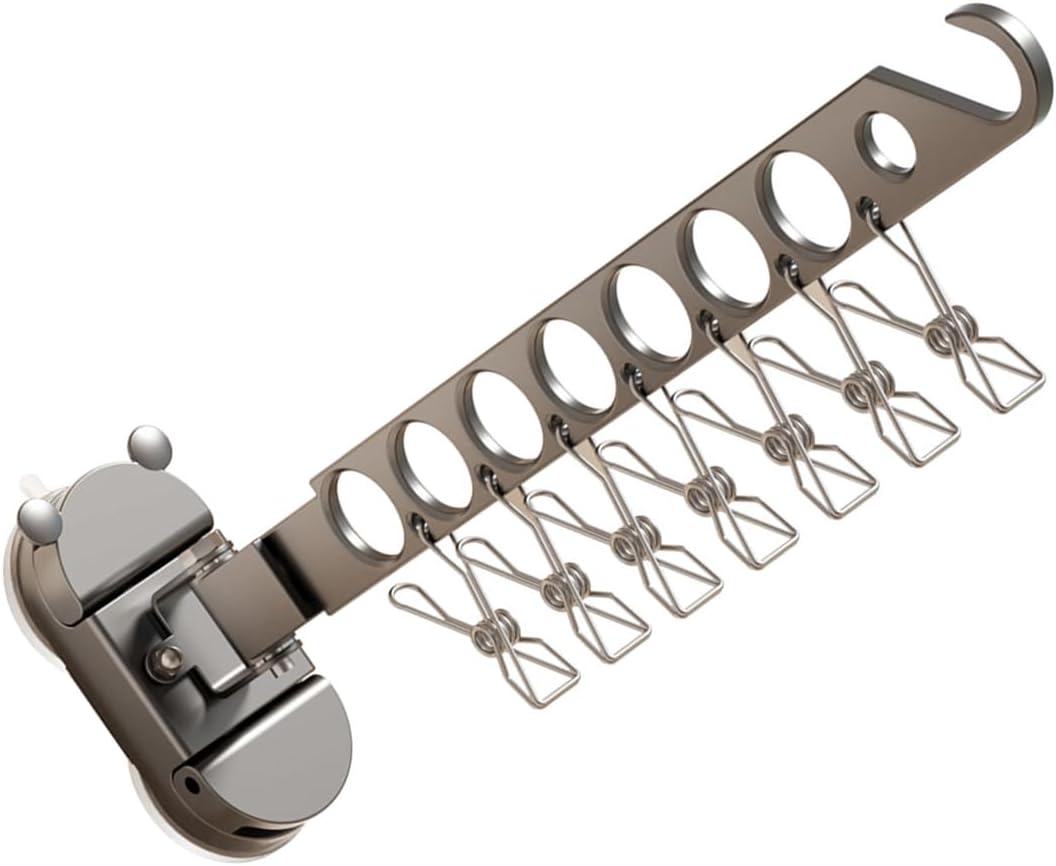 PANGBOER Strong Suction Cup Wall Mounted Drying Rack Multiple Rod Saving Laundry Organizers Easy to Use for Bathroom Balconies