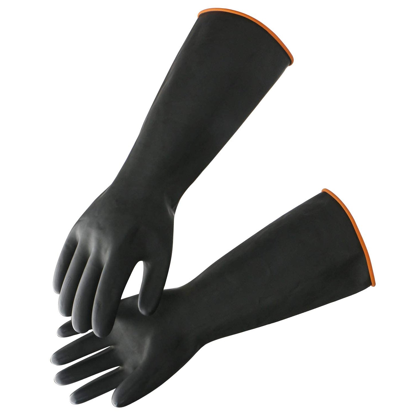 Black Rubber Gloves Extra Large, 22" Long Chemical Resistant Gloves, Waterproof Reusable Dishwashing Household Cleaning Safety Work Heavy Duty Industrial Rubber Glove, 1 Pair XXL