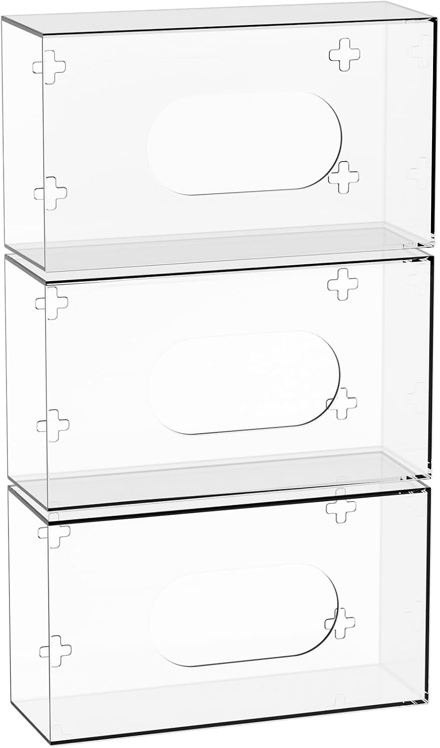 Yieach Acrylic Glove Holder for Wall Mount With Adhesive,No-Drill Latex Glove Box & Dispenser,Disposable Medical Rubber Glove Holder on Wall & Hanging Hospital Hair Net,Mask,Gloves Rack,Clear,1 Pack