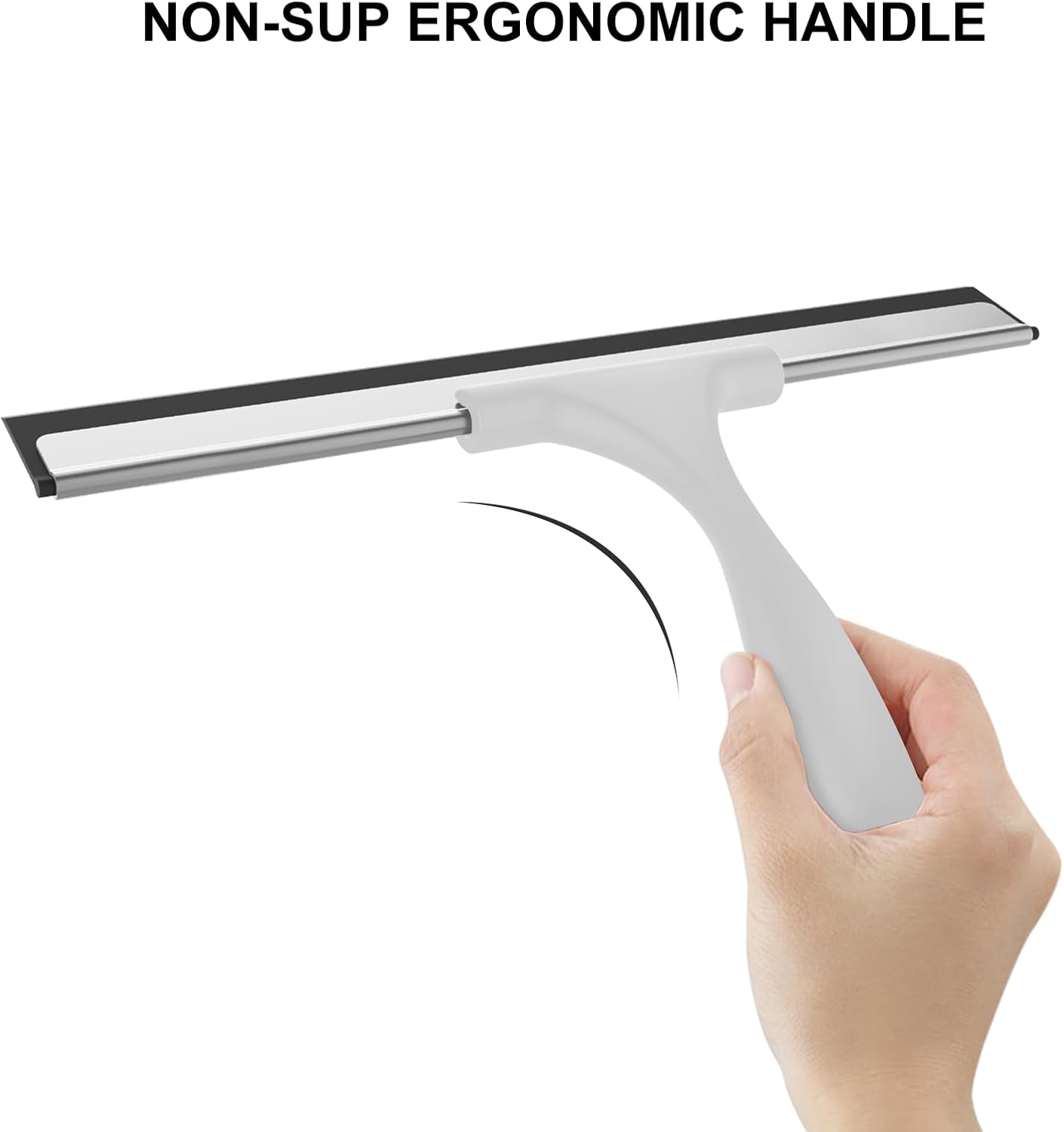 SetSail Squeegee for Shower Glass Door Stainless Steel Shower Squeegee for Glass Doors All-Purpose Window Squeegee for Tile Shower Walls, Sink, Mirror, Bathroom, Car Window Cleaning 10 Inches