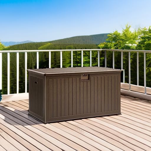 YITAHOME 100 Gallon Large Outdoor Deck Box | Waterproof Resin Storage Box, Lockable Indoor Outdoor Storage Container for Patio Furniture Cushions, Pool Accessories
