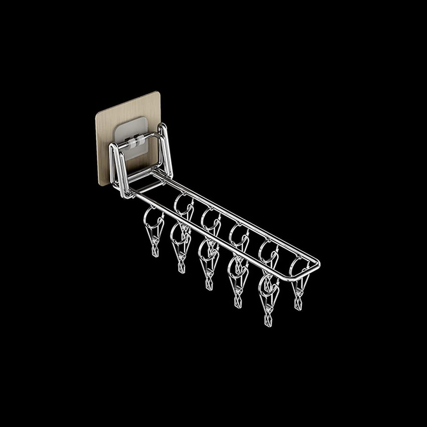 Stainless Steel Folding Hanger Wall Mounted Sock Clip Hanger Space Saving Drying Rack Storage Rack