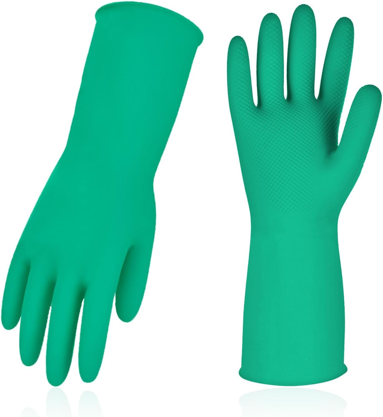 Vgo... 3-Pairs Reusable Household Gloves, Rubber Dishwashing gloves, Extra Thickness, Long Sleeves, Kitchen Cleaning, Working, Painting, Gardening, Pet Care (Size L, Yellow, HH4601)