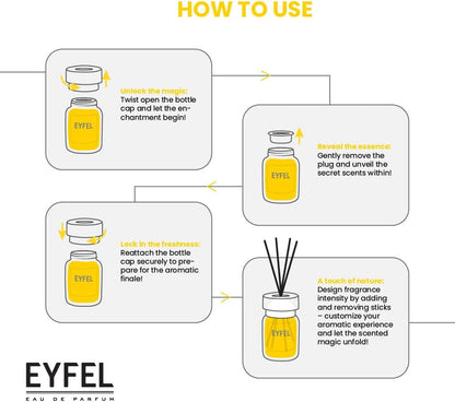 EYFEL Reed Diffuser Set - Caramel Scent 4.05 fl oz Oil with Sticks for Home and Bathroom - Fragrance and Decor