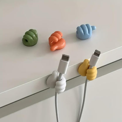 10Pcs Creative Silicone Thumb Wall Hook - Multifunction Adhesive Cable Clip Cable Organizer Clips Key Hanger