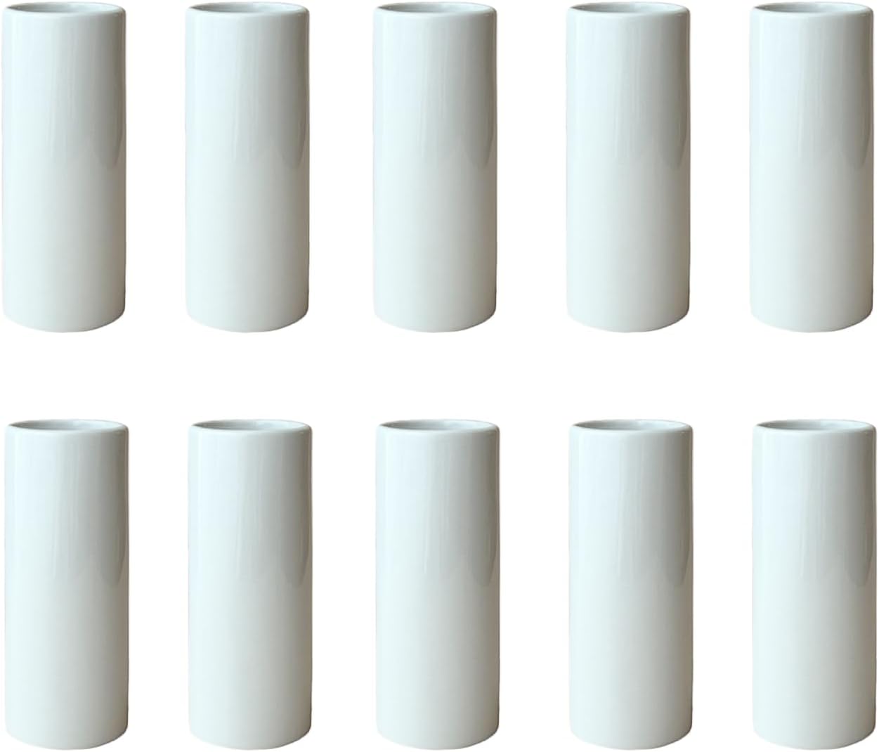 Modern Small Flower Vases 8 Pack - Ceramic, White