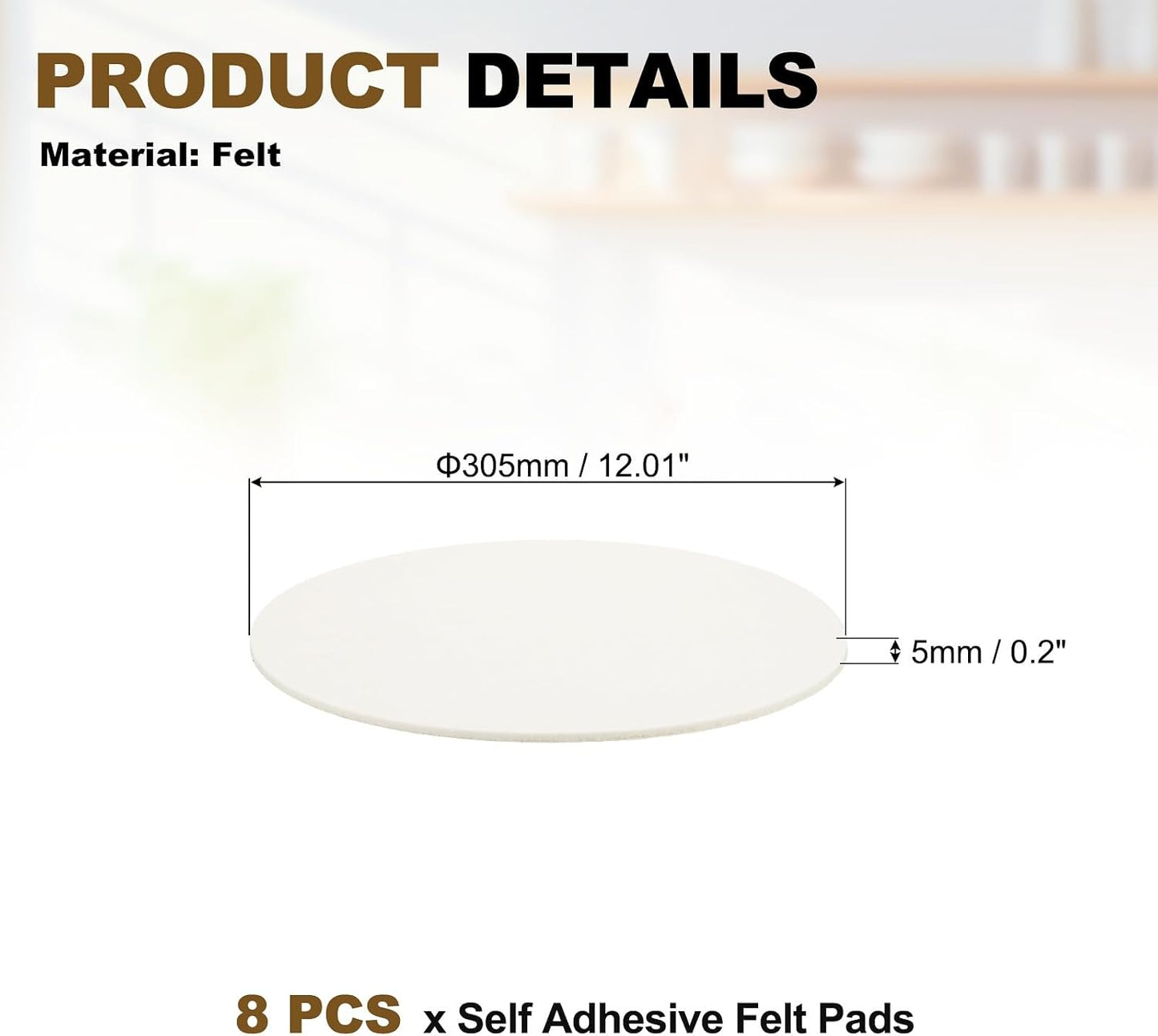uxcell 32Pcs Non Slip Furniture Pads, 3" Round Self Adhesive Felt Bumpers Noise Reducing Furniture Feet Floor Protector for Chairs Tables Furniture Legs (White 0.2" Thick) - Colors B