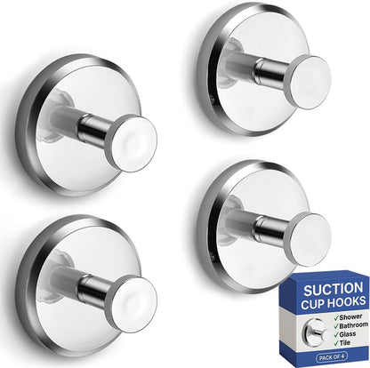 HOME SO Suction Cup Hooks for Shower & Bathroom Towel Holder 2-Pack – Suction Cups Hooks for Hanging Towels, Robes, & Coats - Tiles, Glass Door or Mirror – Shower Hooks & Towel Hooks Organizer - Black